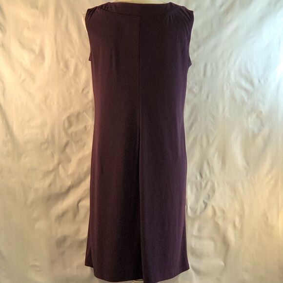 R & M Collection Plum Jersey Crew Neck Rhinestones Sleeveless Sheath Dress 10 - Picture 5 of 6